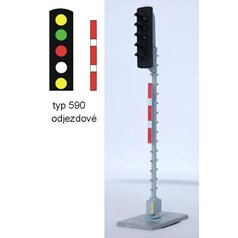 H0590S Světelné návěstidlo AŽD - odjezdové ž/z/č/b/ž Scom (H0)